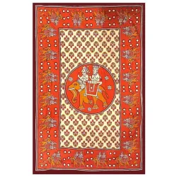 GOBELIN narzuta prześcieradło w słonie bordowo-musztardowe 150x220 bawełna