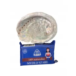 Naturalna Mydelniczka PIĘKNA Muszla Abalone 13-14 cm + Mydło szare MILO