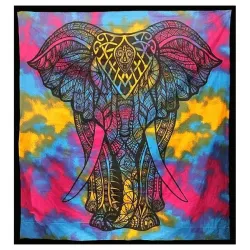 INDYJSKA NARZUTA MANDALA na ścianę GOBELIN bawełna ok. 210x240cm słoń róż