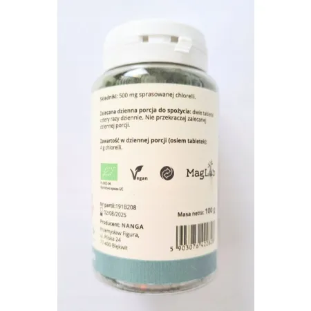 Chlorella BIO 500mg Nanga tabletki 200 szt.