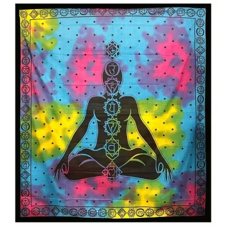 Mandala na ścianę 7 CZAKR Indyjska narzuta bawełna ok. 210x240 cm turkus