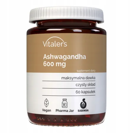 Vitalers Ashwagandha Ekstrakt Withania 600 mg Żeń-szeń Indyjski 60k