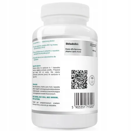 Kwas alfa-liponowy ALA 600 mg, 60 kapsułek